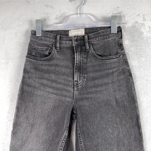 Everlane High Rise Straight Leg Jeans Womens Size 25 Regular Charcoal Wash Black - Picture 3 of 13